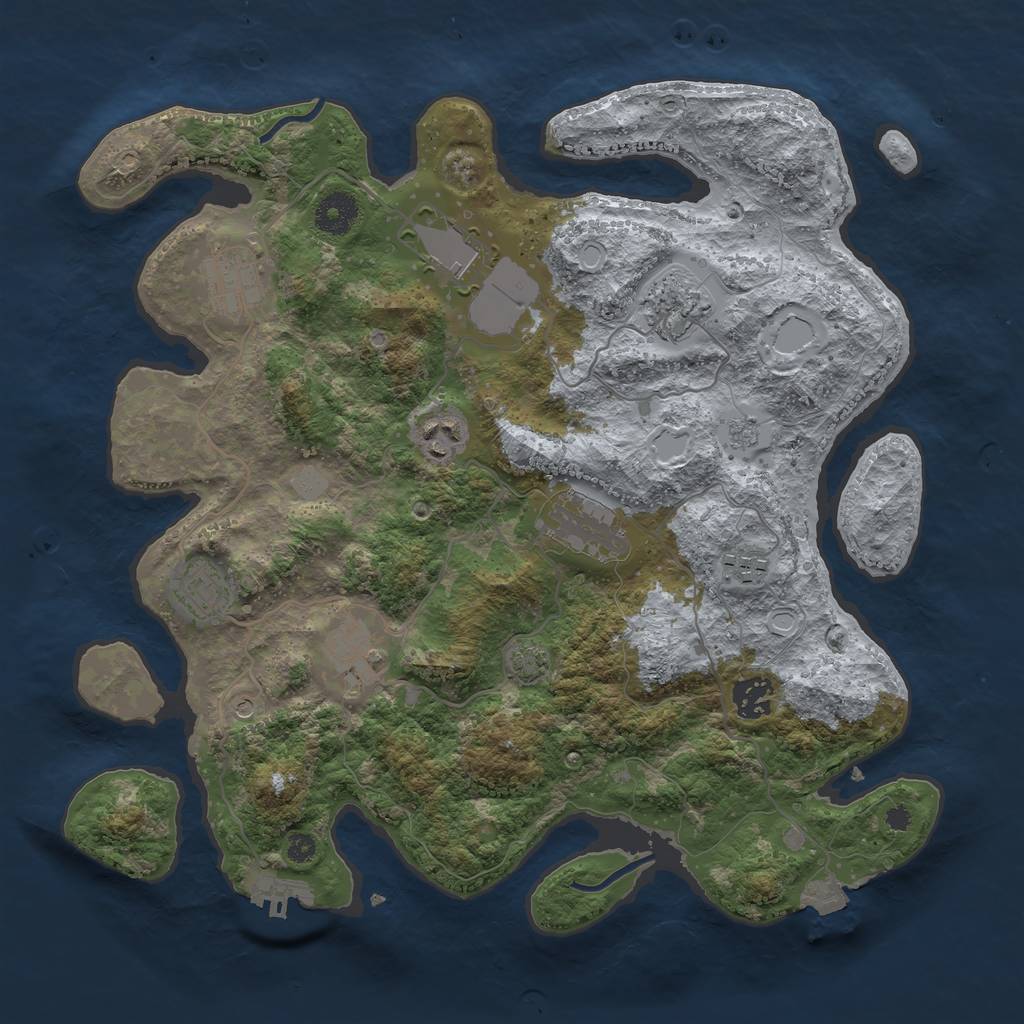 Rust Map: Procedural Map, Size: 3600, Seed: 1670881193, 16 Monuments