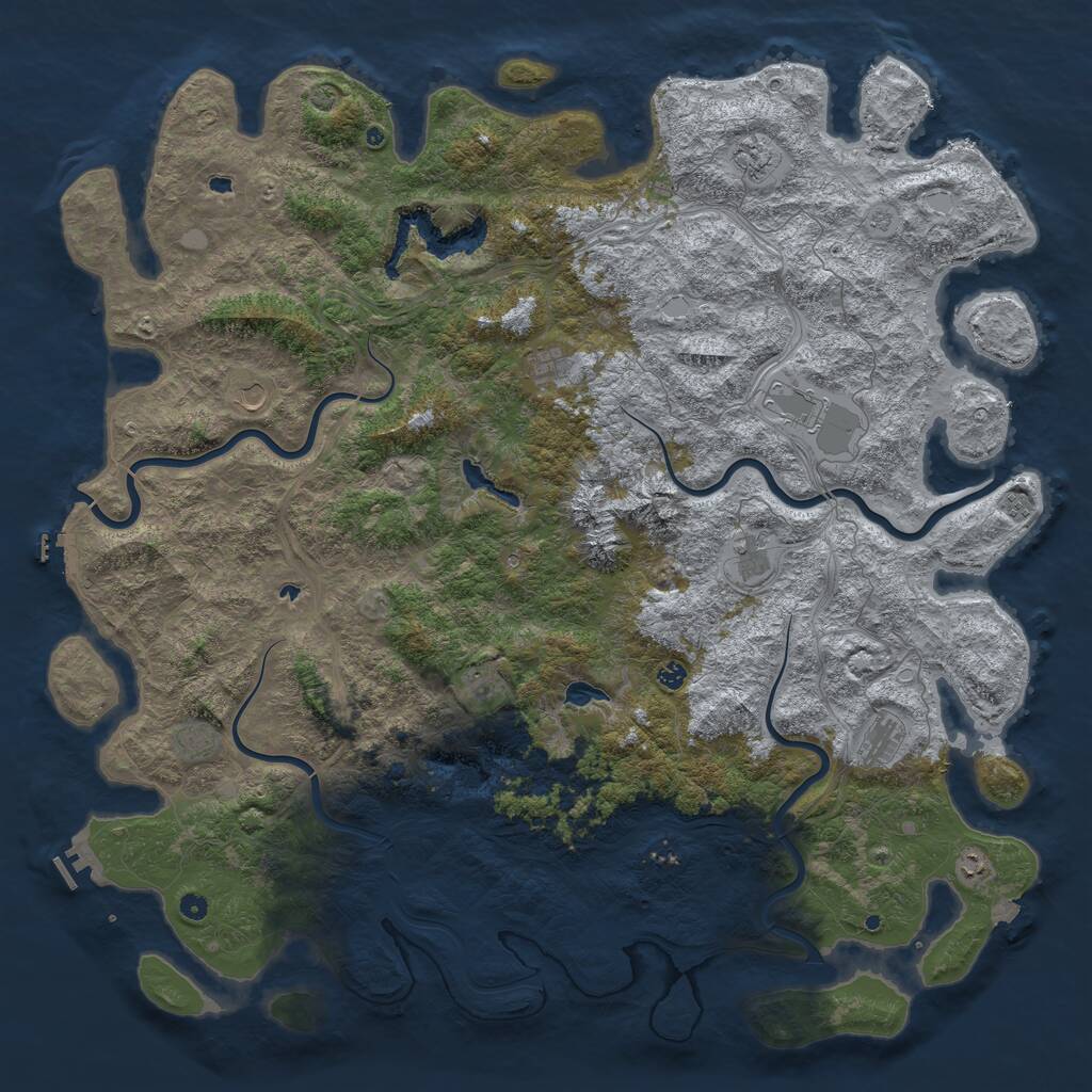 Rust Map: Procedural Map, Size: 6000, Seed: 602359446, 17 Monuments