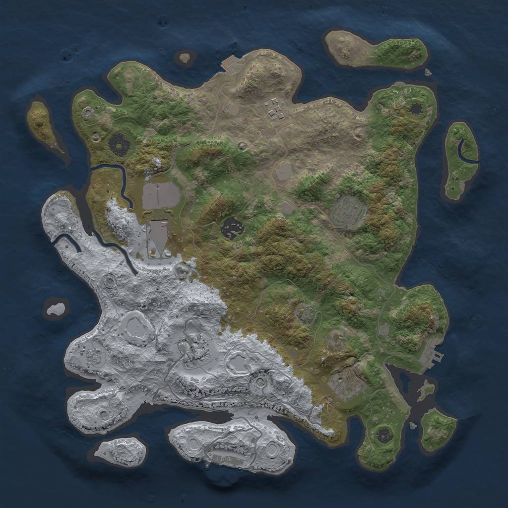 Rust Map: Procedural Map, Size: 3500, Seed: 243231227, 14 Monuments