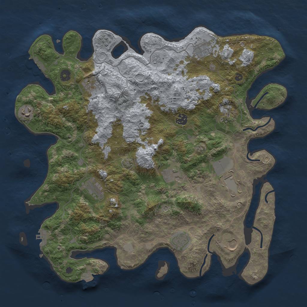 Rust Map: Procedural Map, Size: 4000, Seed: 1216889142, 19 Monuments