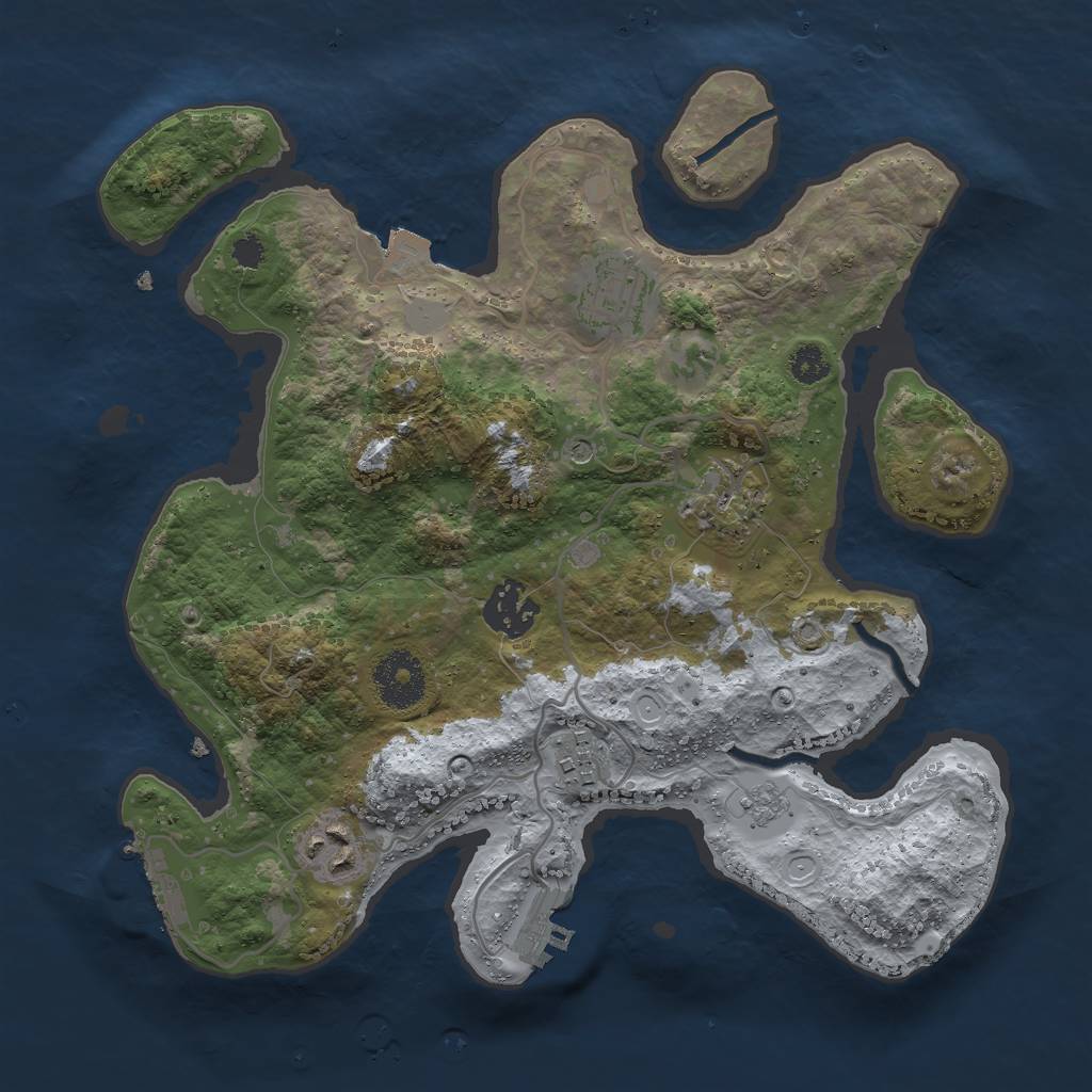 Rust Map: Procedural Map, Size: 3000, Seed: 2625, 12 Monuments
