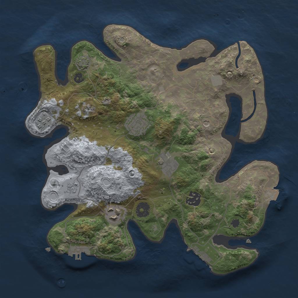 Rust Map: Procedural Map, Size: 3000, Seed: 1423566289, 13 Monuments
