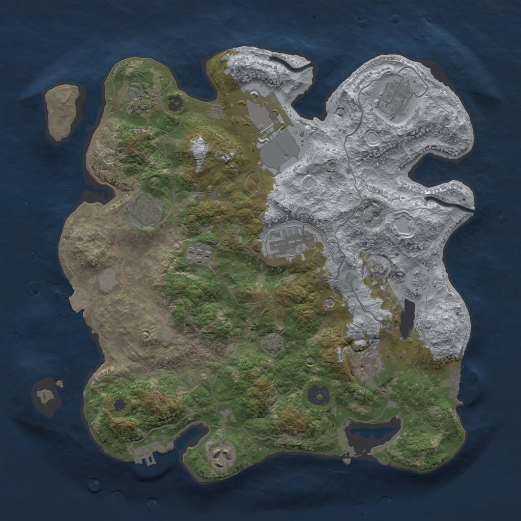 Rust Map: Procedural Map, Size: 3500, Seed: 1758872, 16 Monuments