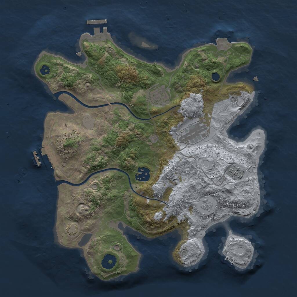 Rust Map: Procedural Map, Size: 3000, Seed: 134366561, 10 Monuments