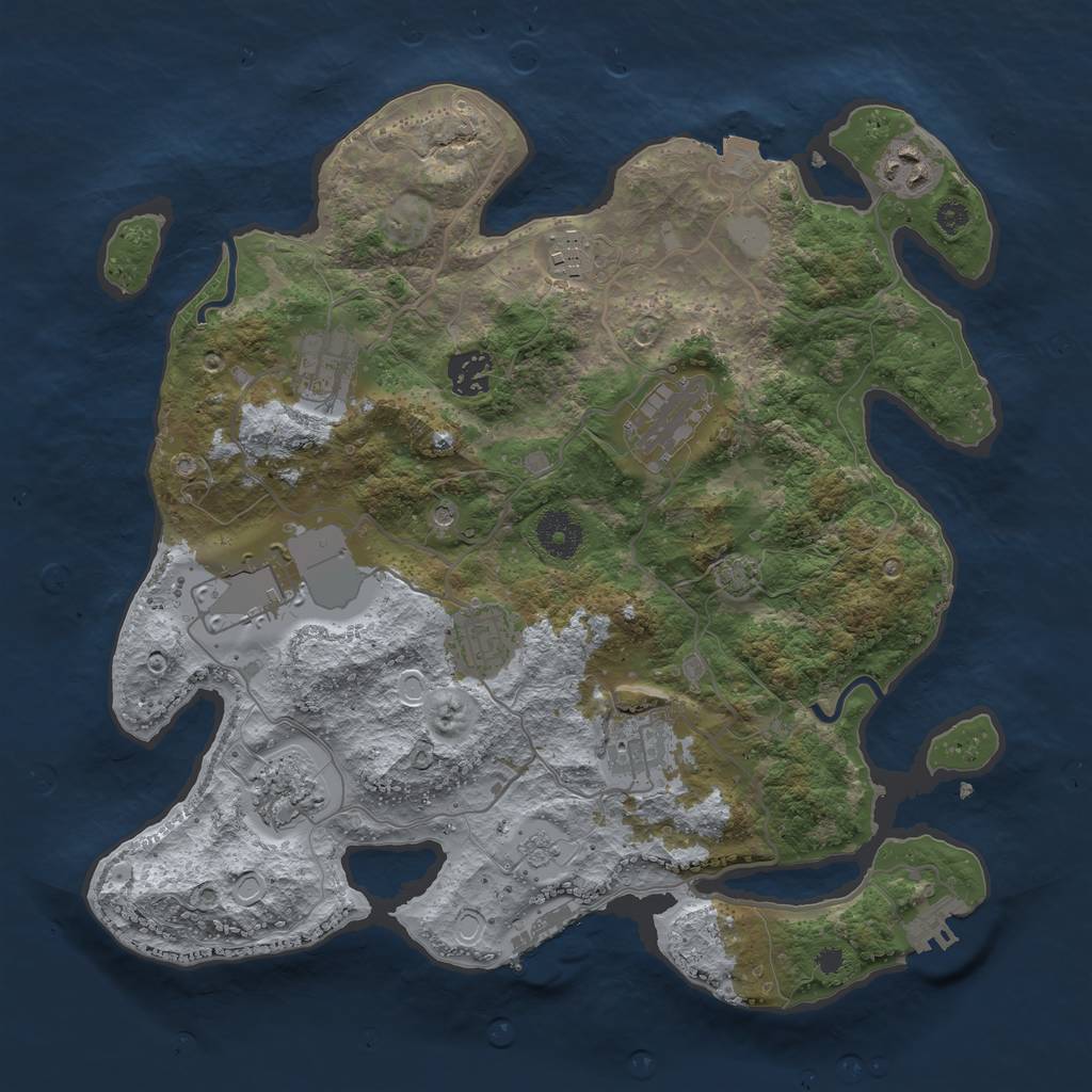 Rust Map: Procedural Map, Size: 3500, Seed: 879515186, 17 Monuments