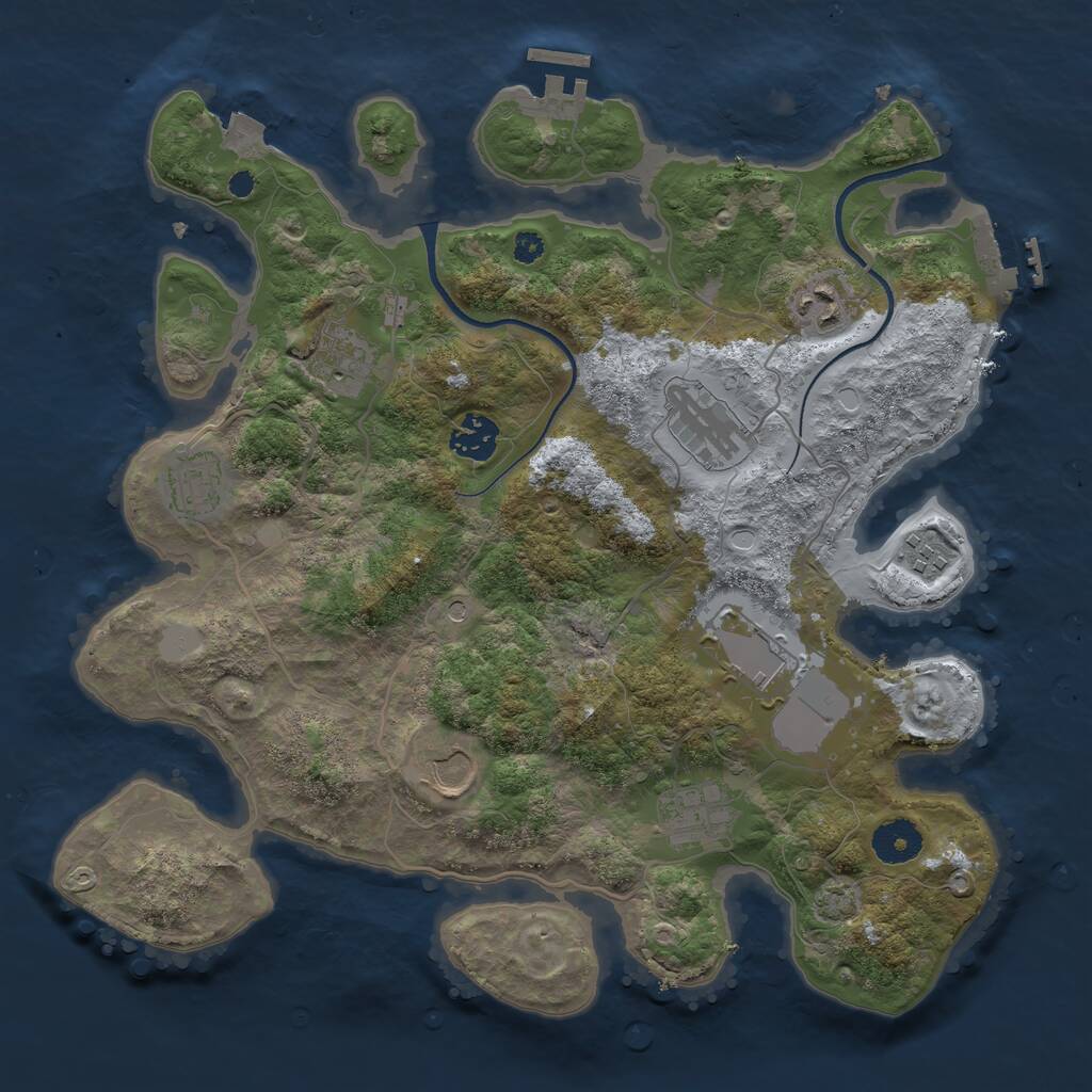 Rust Map: Procedural Map, Size: 3500, Seed: 1548051652, 14 Monuments