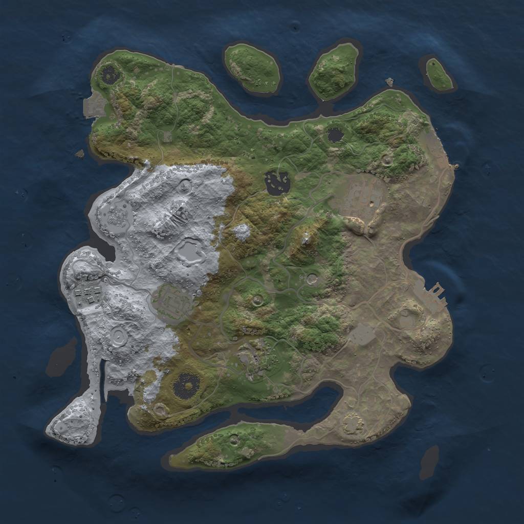 Rust Map: Procedural Map, Size: 3000, Seed: 2647, 13 Monuments