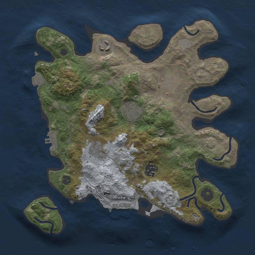 Rust Map: Procedural Map, Size: 3000, Seed: 2053173246, 11 Monuments