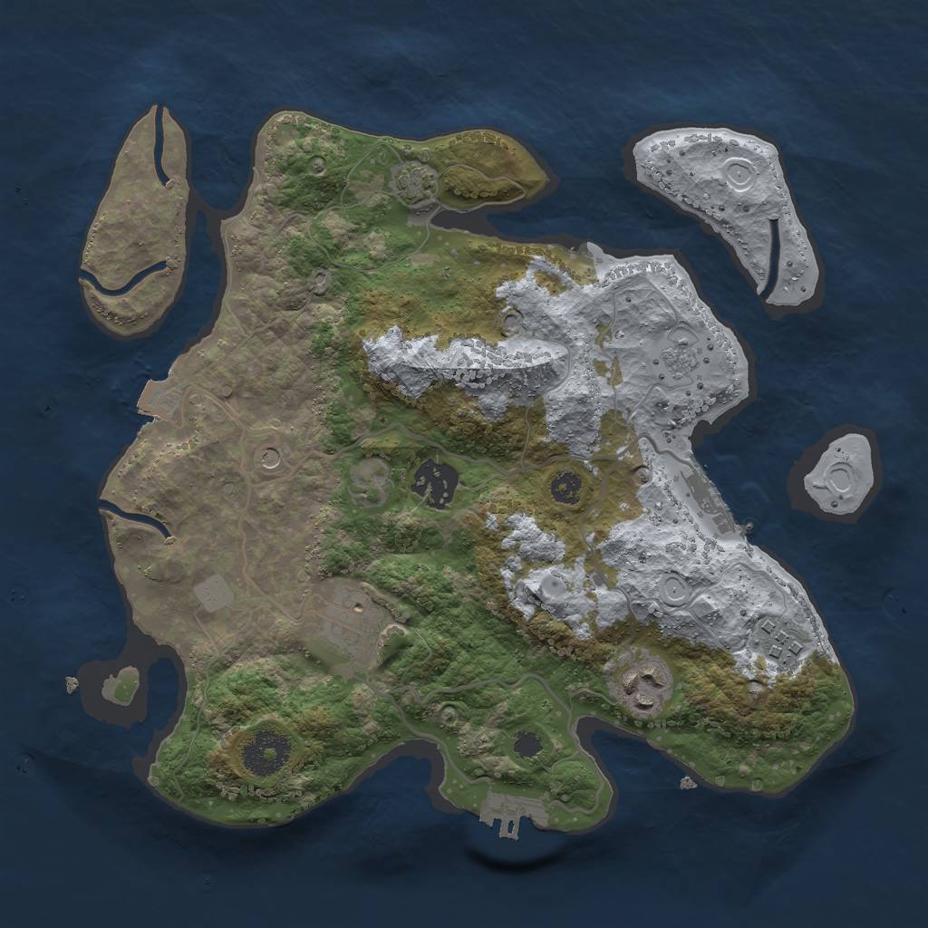 Rust Map: Procedural Map, Size: 3000, Seed: 23001, 12 Monuments