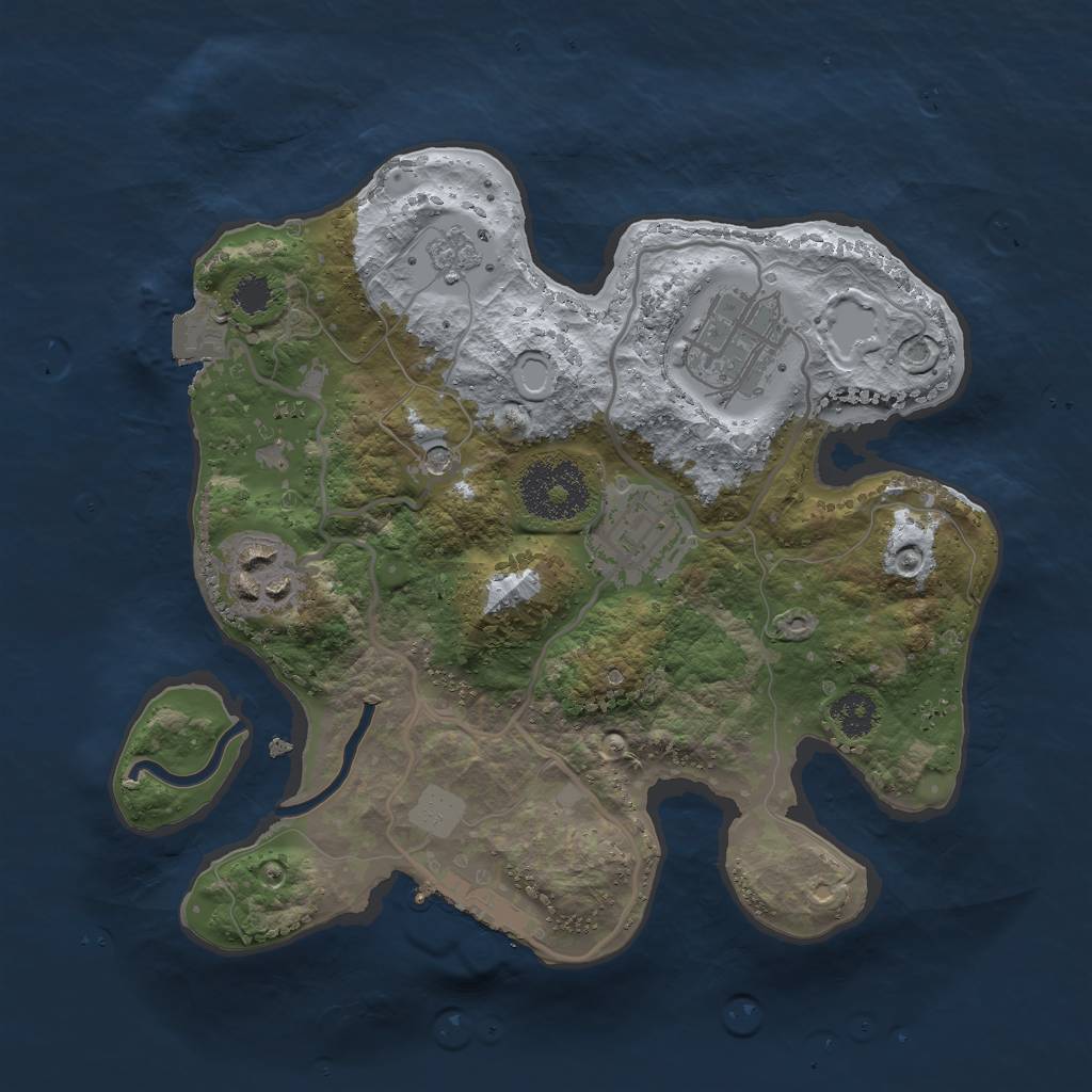 Rust Map: Procedural Map, Size: 2500, Seed: 663482304, 9 Monuments