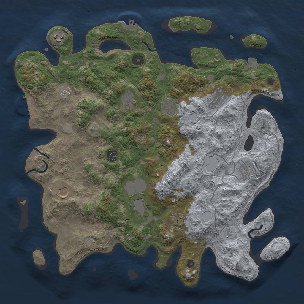 Rust Map: Procedural Map, Size: 4000, Seed: 6738554, 18 Monuments