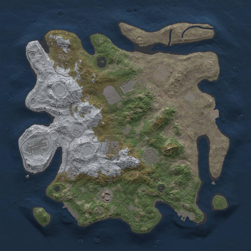 Rust Map: Procedural Map, Size: 3500, Seed: 388575219, 16 Monuments