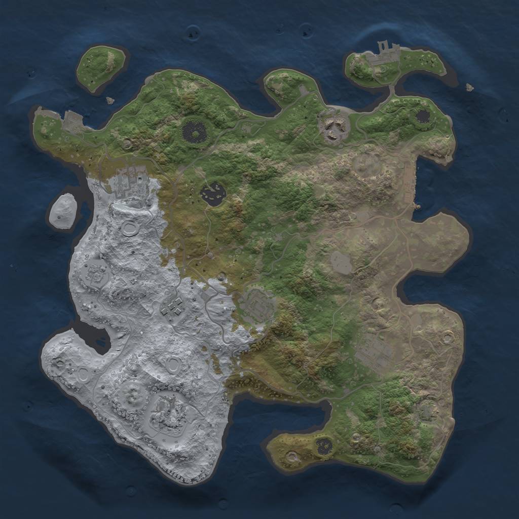 Rust Map: Procedural Map, Size: 3250, Seed: 1483386307, 14 Monuments