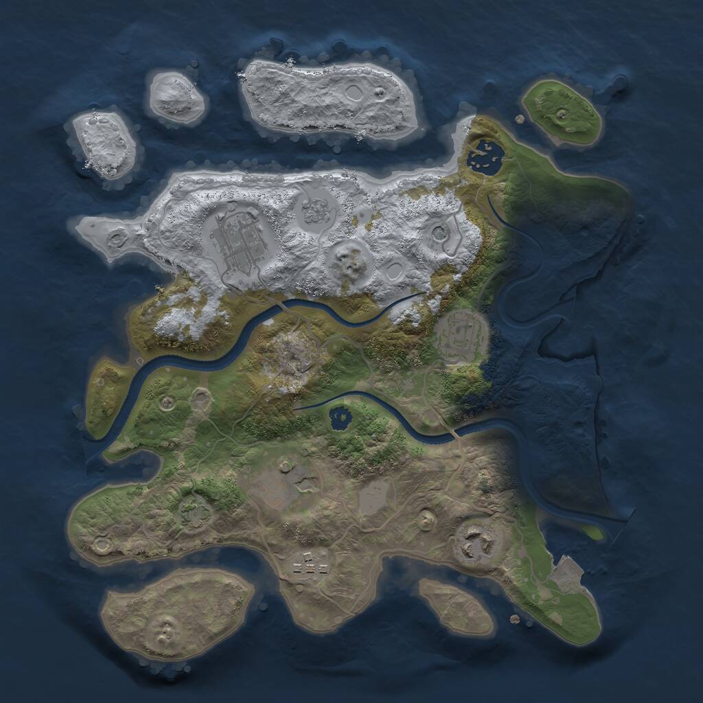 Rust Map: Procedural Map, Size: 3000, Seed: 79841, 10 Monuments