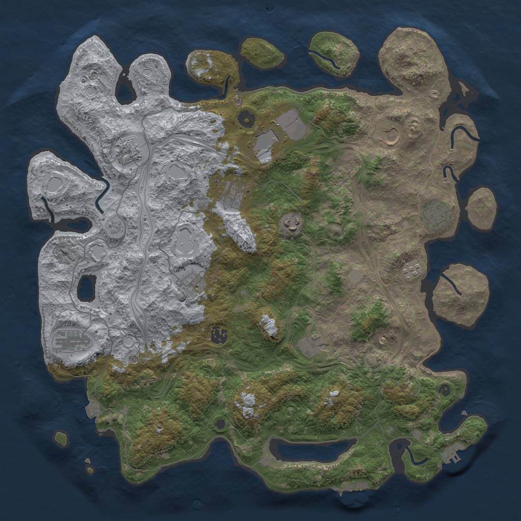 Rust Map: Procedural Map, Size: 4500, Seed: 2058848926, 19 Monuments
