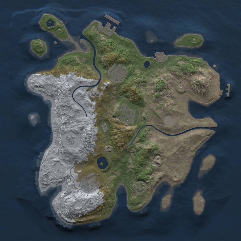 Rust Map: Procedural Map, Size: 3000, Seed: 225412745, 9 Monuments