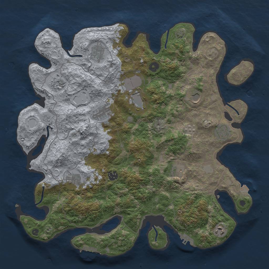 Rust Map: Procedural Map, Size: 4050, Seed: 1866249713, 19 Monuments