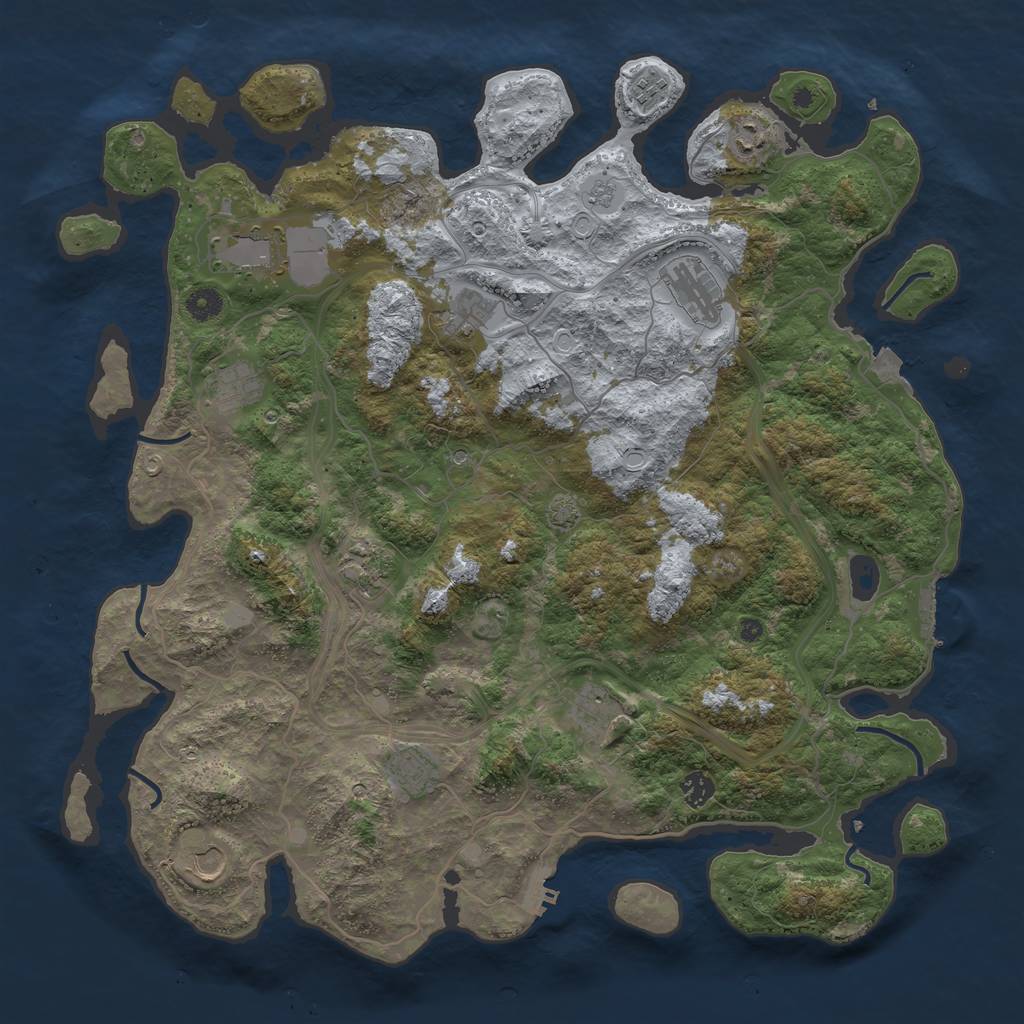 Rust Map: Procedural Map, Size: 4500, Seed: 46607837, 19 Monuments