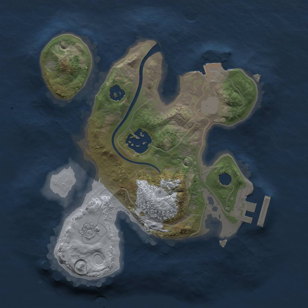 Rust Map: Procedural Map, Size: 2000, Seed: 1627555974, 4 Monuments