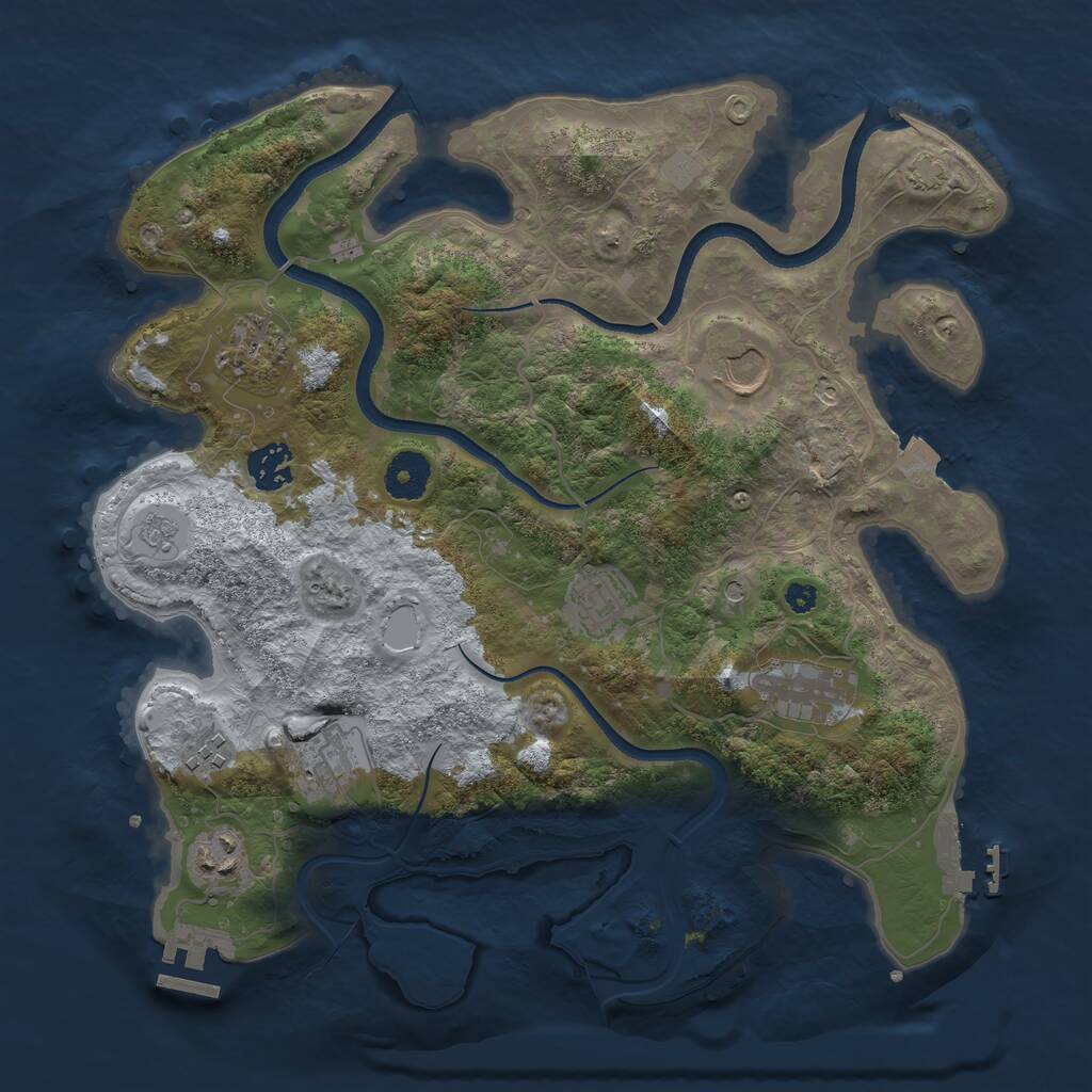 Rust Map: Procedural Map, Size: 3500, Seed: 217948908, 14 Monuments