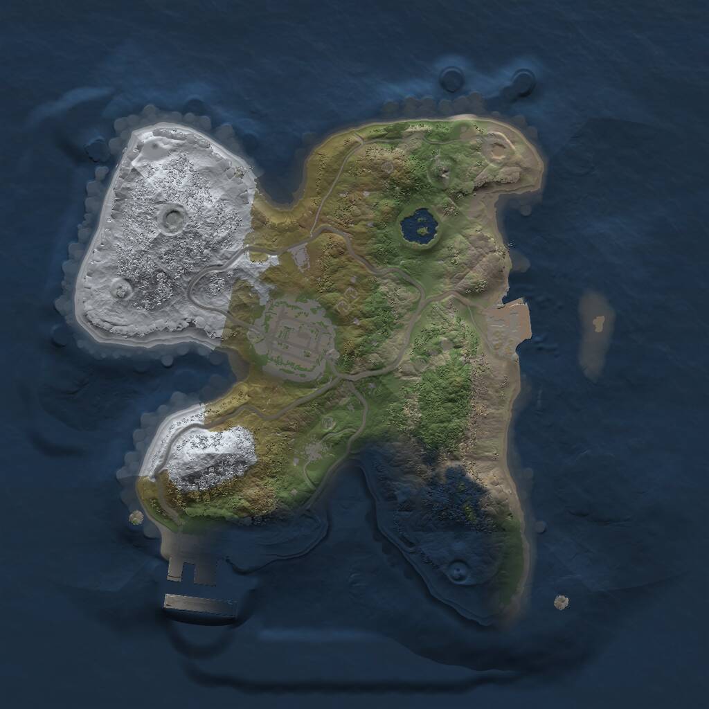 Rust Map: Procedural Map, Size: 2000, Seed: 33233, 3 Monuments