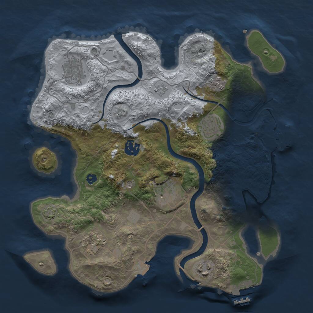 Rust Map: Procedural Map, Size: 3000, Seed: 4679035, 13 Monuments