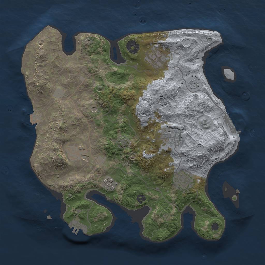Rust Map: Procedural Map, Size: 3000, Seed: 3965087, 13 Monuments
