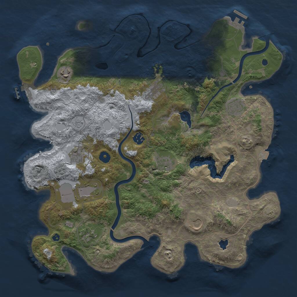 Rust Map: Procedural Map, Size: 4000, Seed: 294239545, 16 Monuments