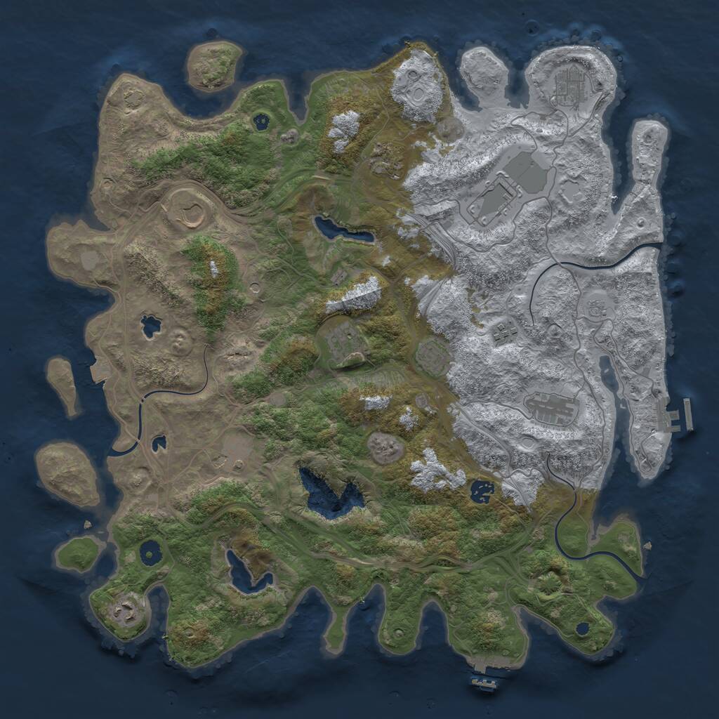 Rust Map: Procedural Map, Size: 4500, Seed: 43652, 17 Monuments