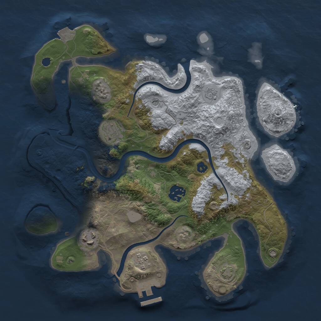 Rust Map: Procedural Map, Size: 3000, Seed: 828023743, 9 Monuments