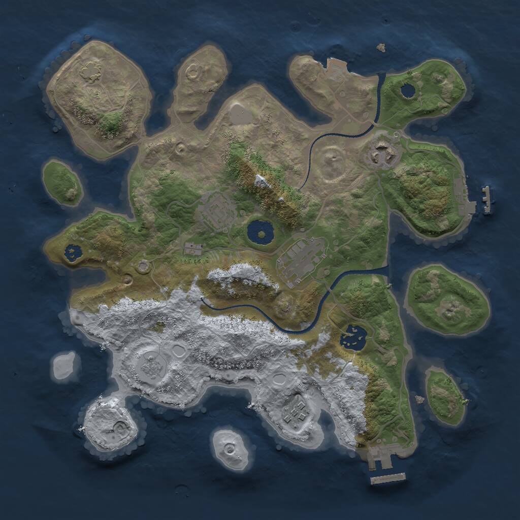 Rust Map: Procedural Map, Size: 3000, Seed: 1570333014, 10 Monuments