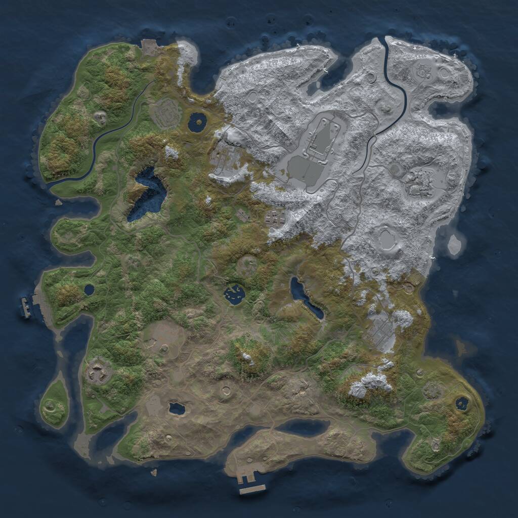 Rust Map: Procedural Map, Size: 4000, Seed: 486280850, 15 Monuments