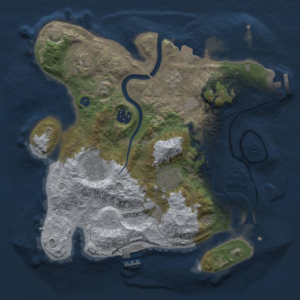 Rust Map: Procedural Map, Size: 3000, Seed: 624632, 11 Monuments