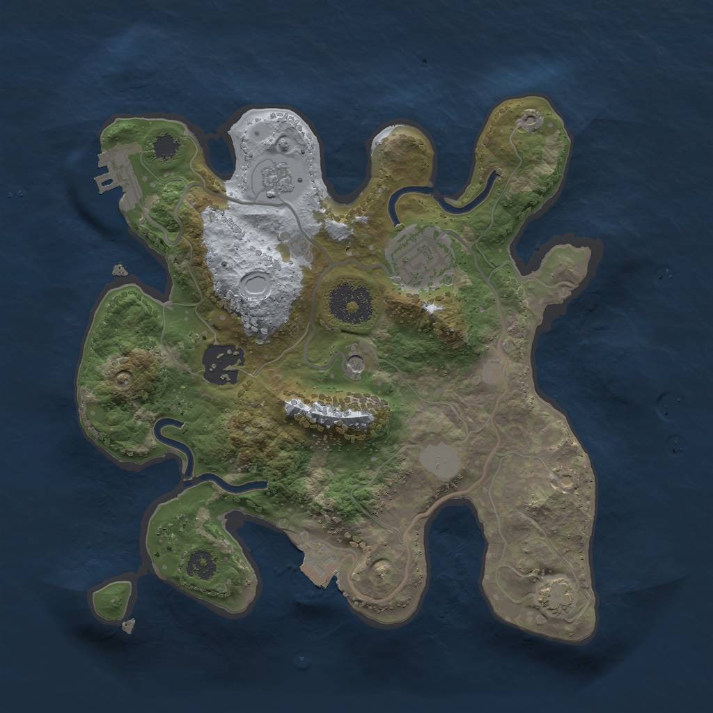 Rust Map: Procedural Map, Size: 2500, Seed: 635003841, 9 Monuments