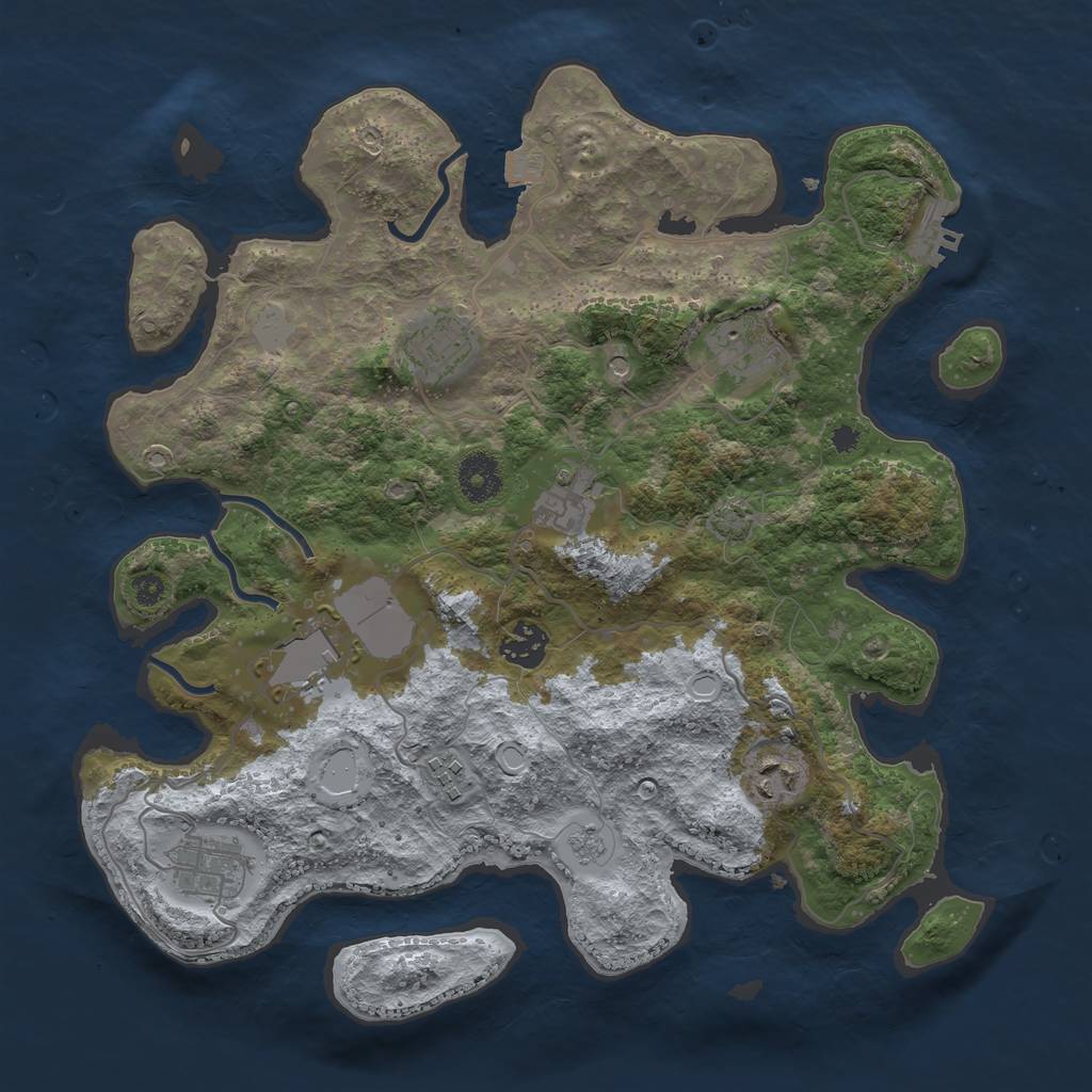 Rust Map: Procedural Map, Size: 3500, Seed: 205894108, 15 Monuments