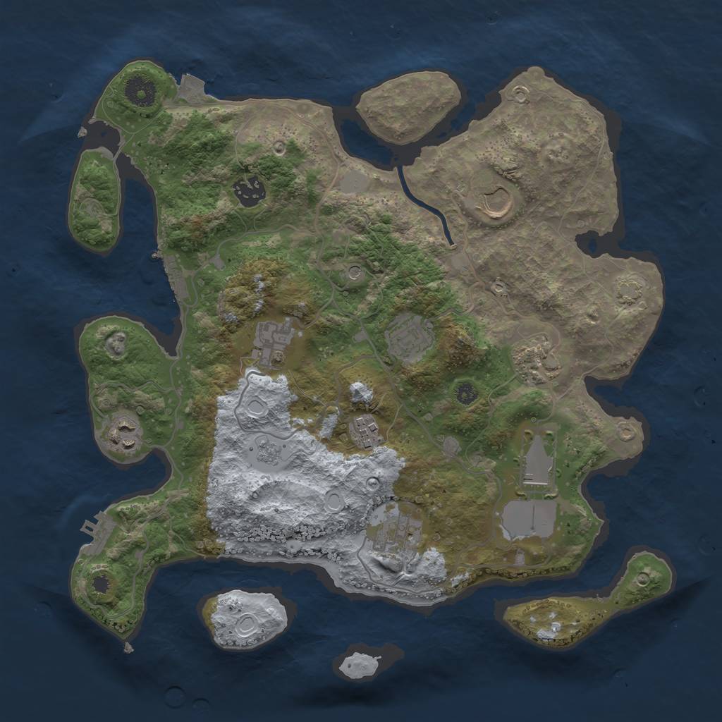 Rust Map: Procedural Map, Size: 3500, Seed: 316876198, 17 Monuments