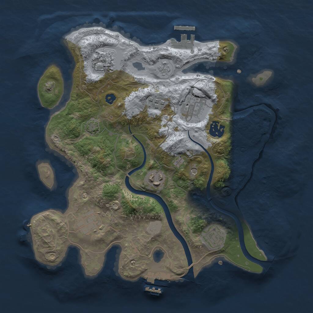 Rust Map: Procedural Map, Size: 3000, Seed: 685190459, 13 Monuments
