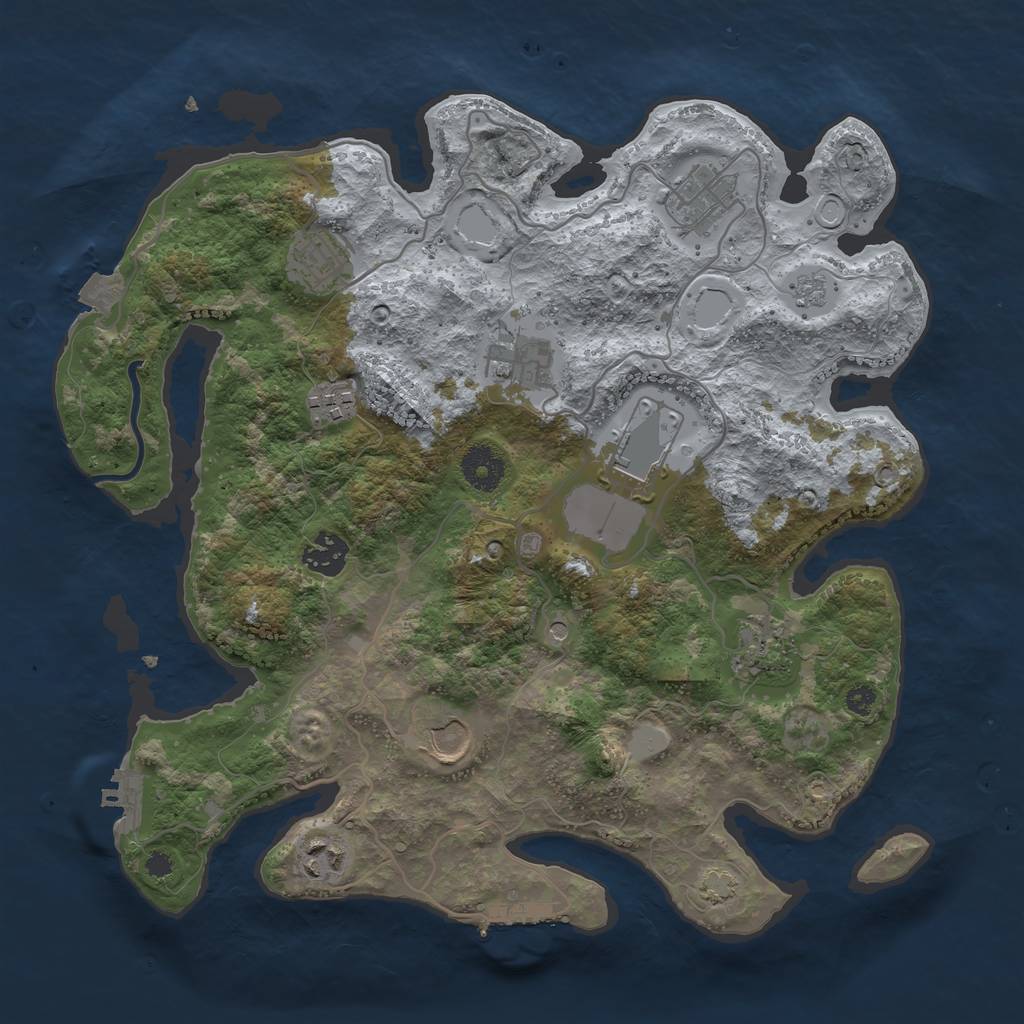 Rust Map: Procedural Map, Size: 3500, Seed: 1991798375, 17 Monuments