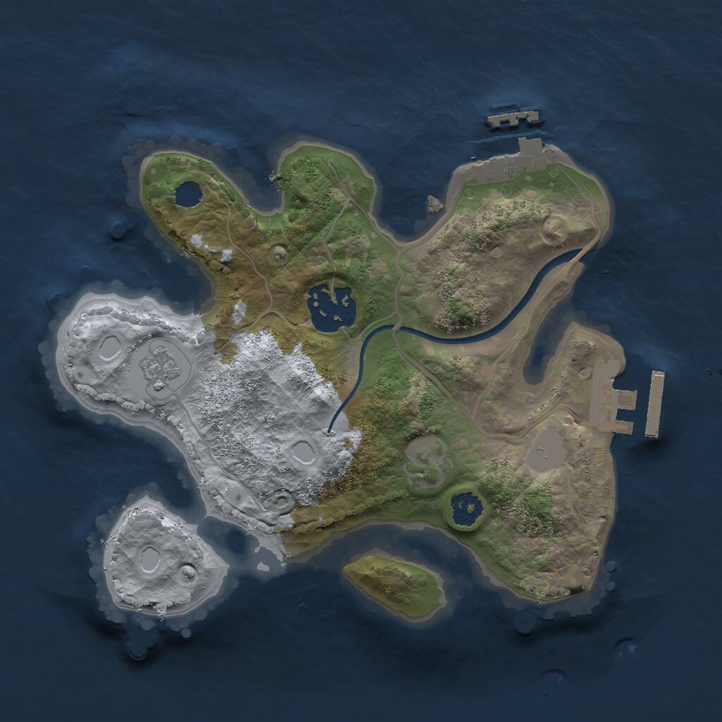 Rust Map: Procedural Map, Size: 2200, Seed: 1502073447, 5 Monuments