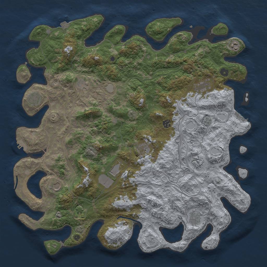 Rust Map: Procedural Map, Size: 4800, Seed: 1842936454, 19 Monuments