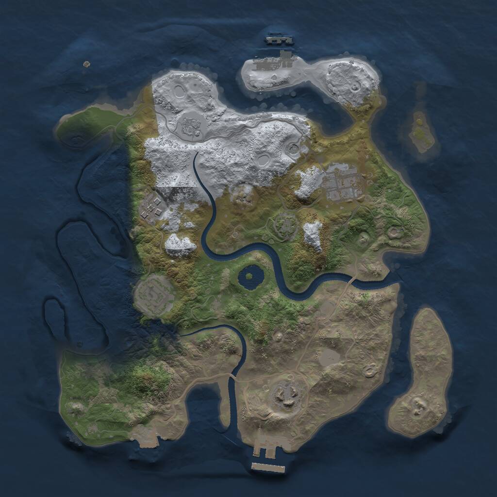 Rust Map: Procedural Map, Size: 3000, Seed: 1145692579, 10 Monuments