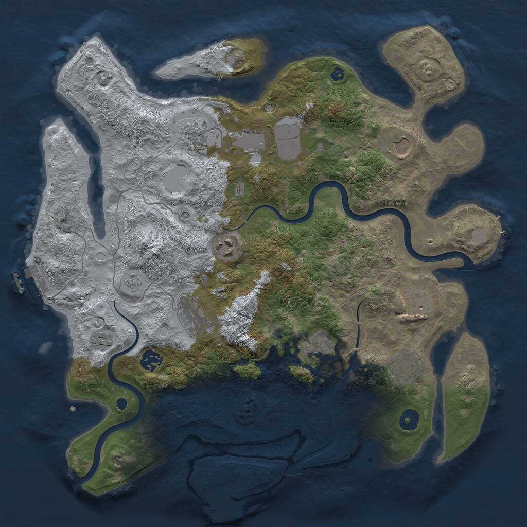 Rust Map: Procedural Map, Size: 3800, Seed: 859096309, 16 Monuments