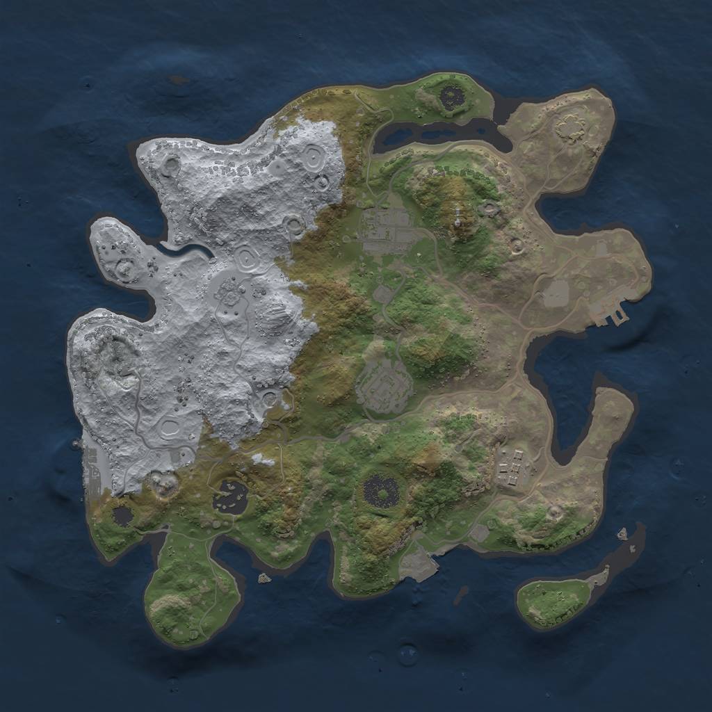 Rust Map: Procedural Map, Size: 3000, Seed: 1246790809, 12 Monuments