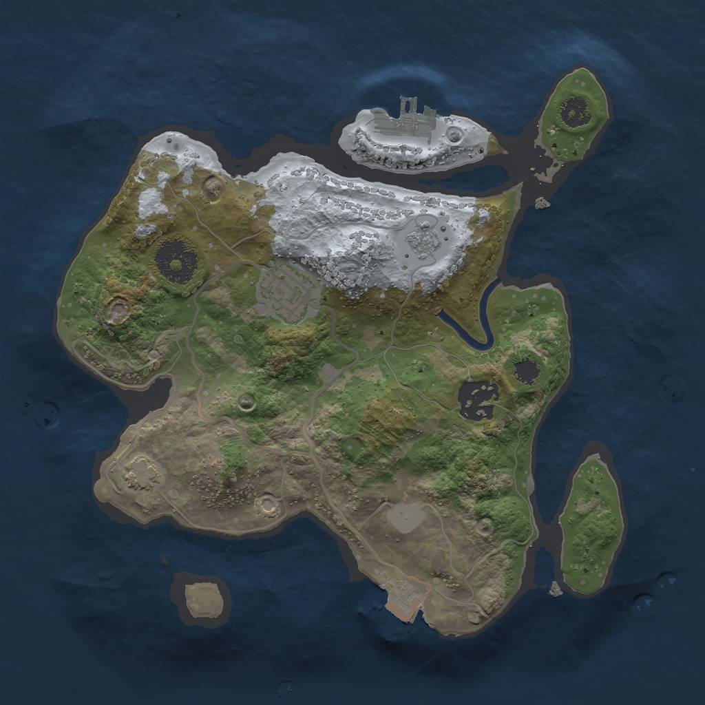Rust Map: Procedural Map, Size: 2500, Seed: 2145469620, 8 Monuments