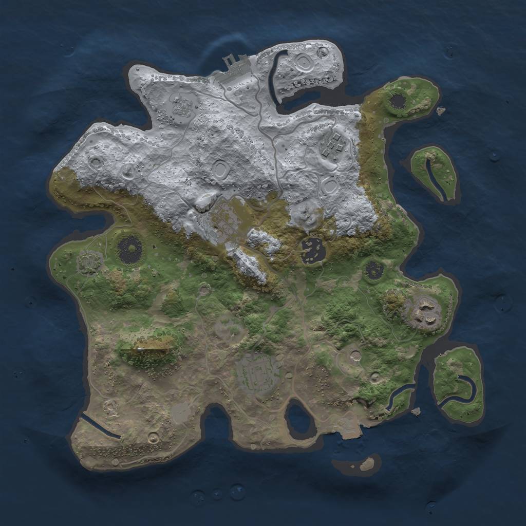 Rust Map: Procedural Map, Size: 3000, Seed: 1239292770, 12 Monuments