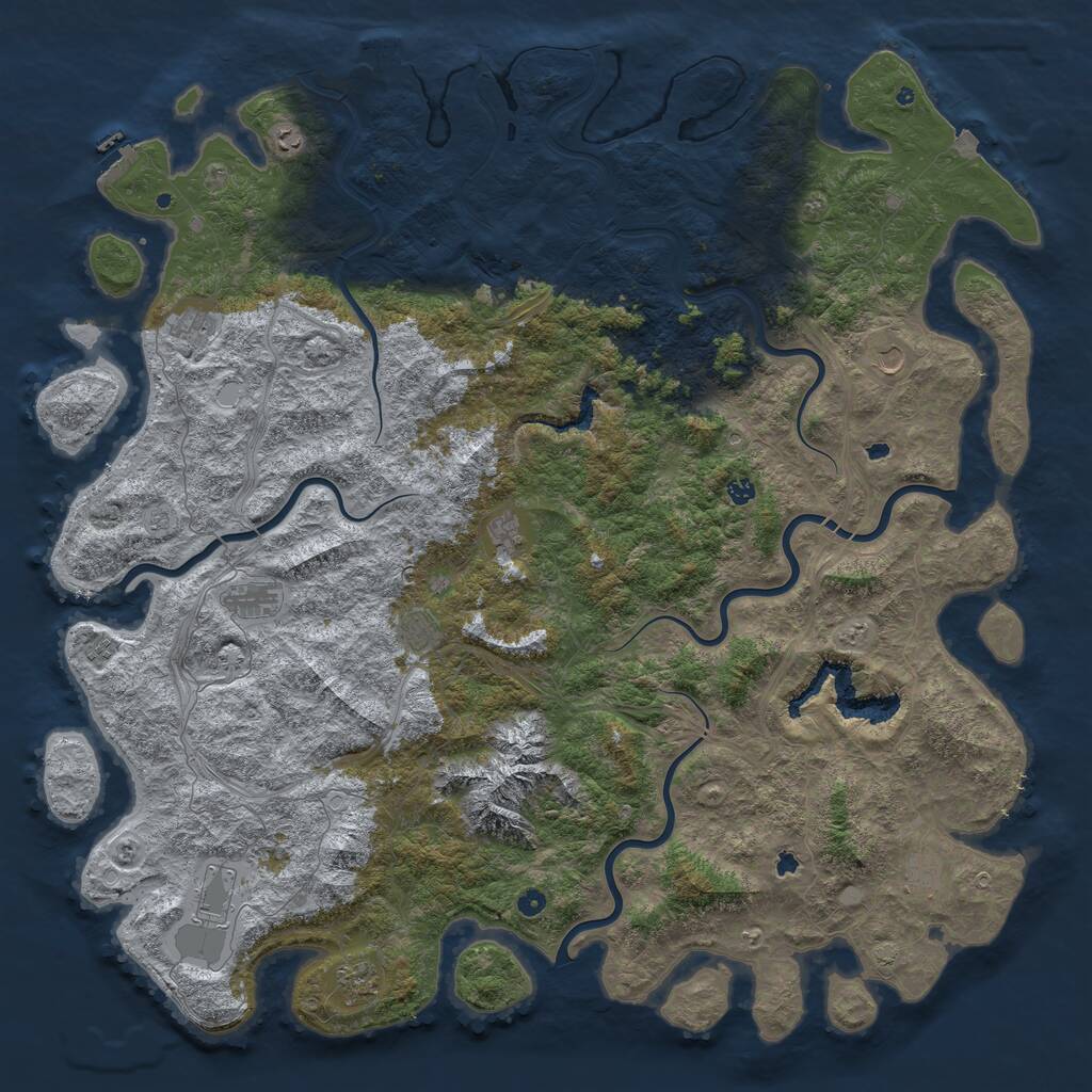 Rust Map: Procedural Map, Size: 6000, Seed: 57898748, 17 Monuments