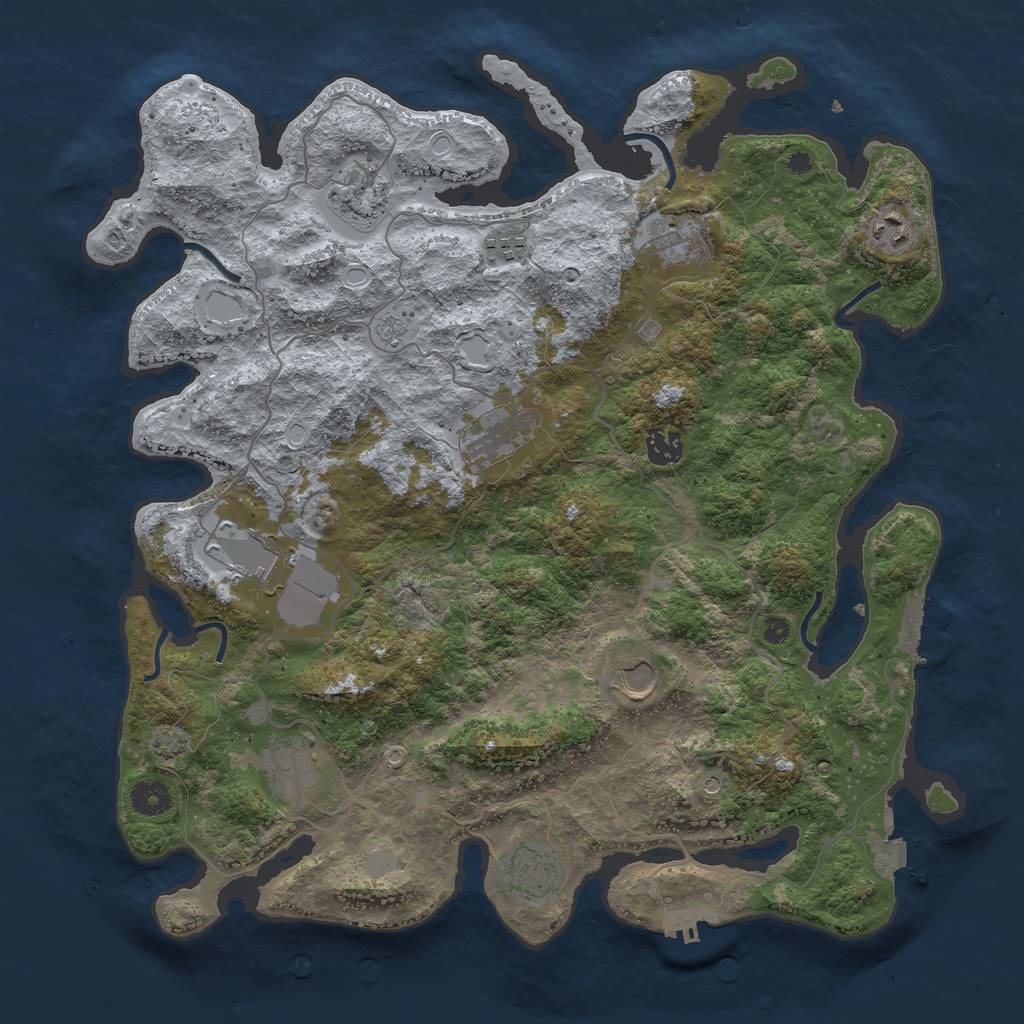 Rust Map: Procedural Map, Size: 4000, Seed: 213544, 18 Monuments