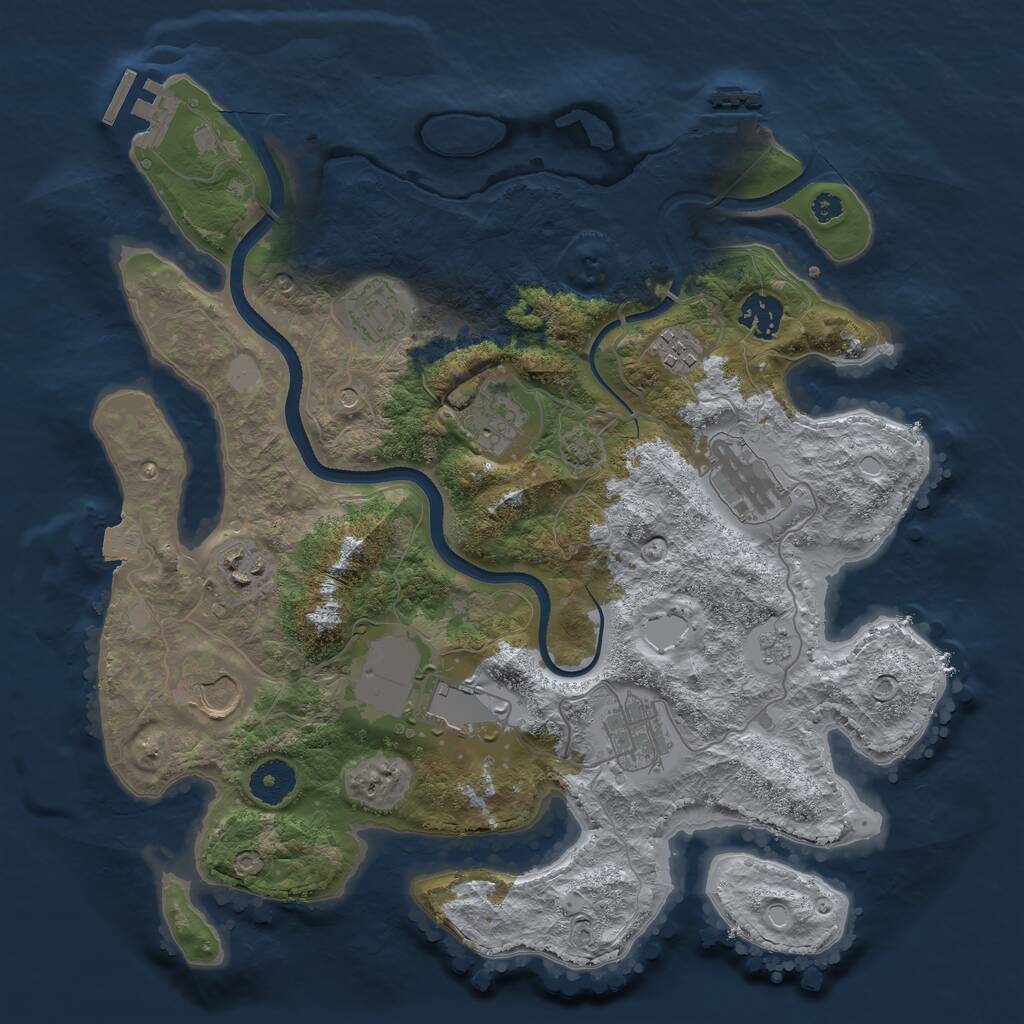 Rust Map: Procedural Map, Size: 3500, Seed: 647346734, 15 Monuments