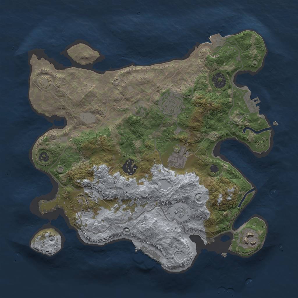Rust Map: Procedural Map, Size: 3000, Seed: 1087009687, 12 Monuments