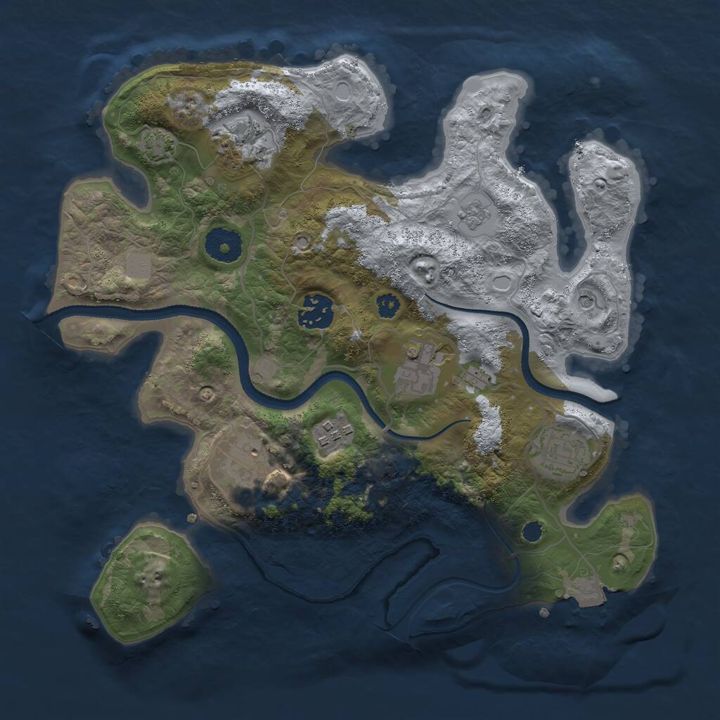 Rust Map: Procedural Map, Size: 3000, Seed: 2081087580, 10 Monuments
